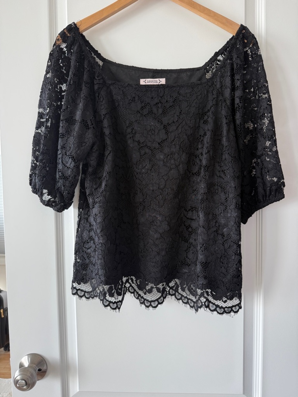 Nanette Lepore Black Lace Scoop-Neck Blouse